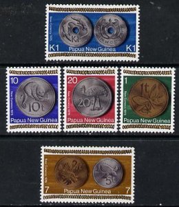 PAPUA NEW GUINEA - 1975 - New Coinage - Perf 5v Set - Mint Never Hinged