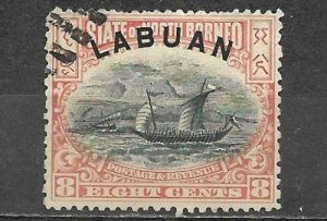 Labuan 1896 Stamp Dhow Boat 8c Used 