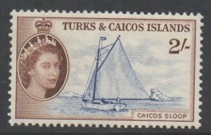 Turks Caicos Scott 132 - SG248, 1957 Elizabeth II 2/- MH*