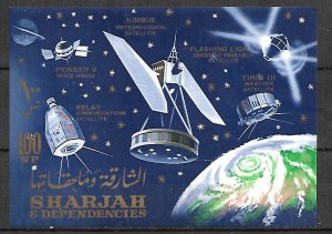 SHARJAH STAMPS. 1964,  SPACE,  SOUV. SHEET , MNH