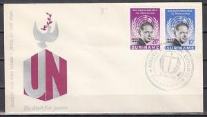 Suriname, Scott cat. 301-302. United Nations issue. First day cover.