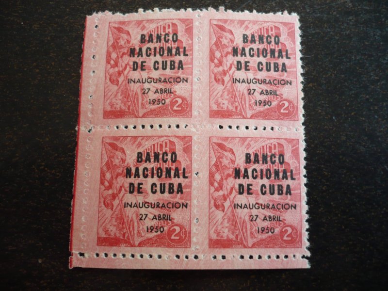 Stamps - Cuba-Scott#448 - Mint Hinged Single Stamp in Blocks of 4 - Overprinted