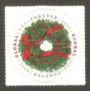 #4814 Christmas Wreathes Global Forever Single Mint NH