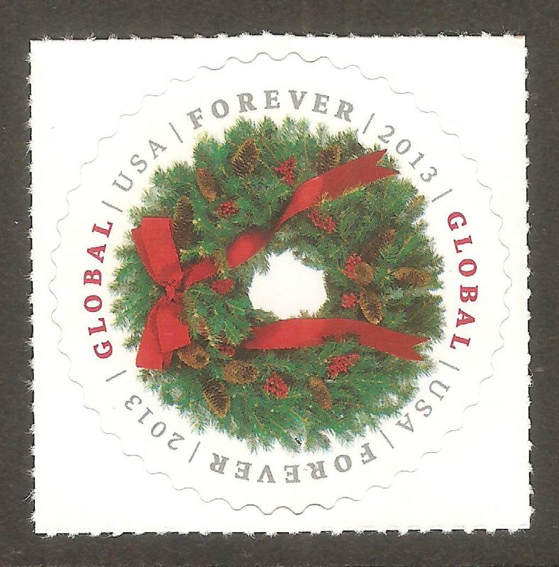 #4814 Christmas Wreathes Global Forever Single Mint NH