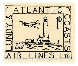 (I.B) Lundy & Atlantic Coasts Air Lines Ltd : Letter Stamp 1d