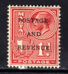 Malta 1928 KGV 1d Rose Red Postage Revenue Ovpt MM SG 176 ( 1434 )
