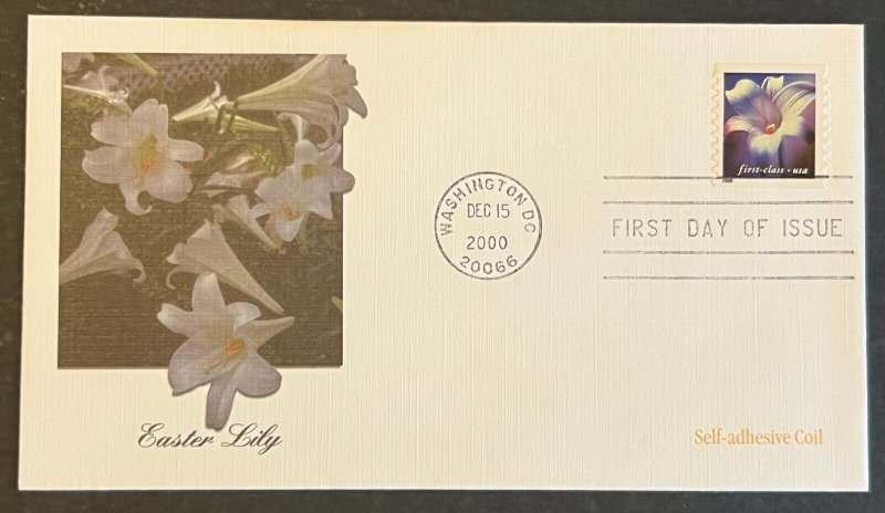 LILLIES #3454 DEC 15 2000 WASHINGTON DC FIRST DAY COVER (FDC) BX3-2