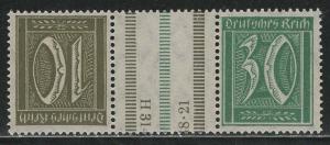 Germany Scott # 138, 141, label, mint nh, tete beche, Mi# KZ9