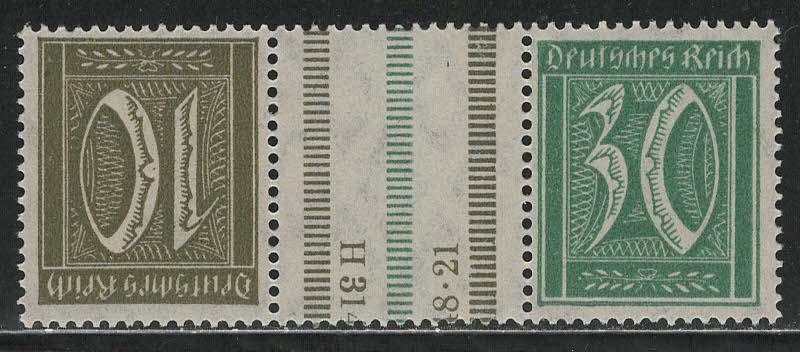 Germany Scott # 138, 141, label, mint nh, tete beche, Mi# KZ9