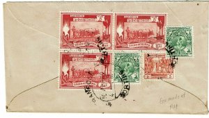 Burma 1952 Rangoon cancel on OSS cover to the U.S., envelope made from old map