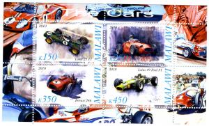 Malawi 2010 Formula 1 Cars Sheet (4) Perforated mnh.vf
