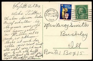 U.S. Scott WX32 Tied to December 1924 Post Card