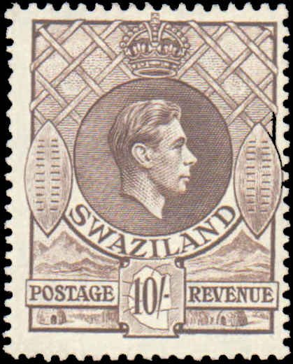 Swaziland #37, Incomplete Set, High Value, 1938, Hinged