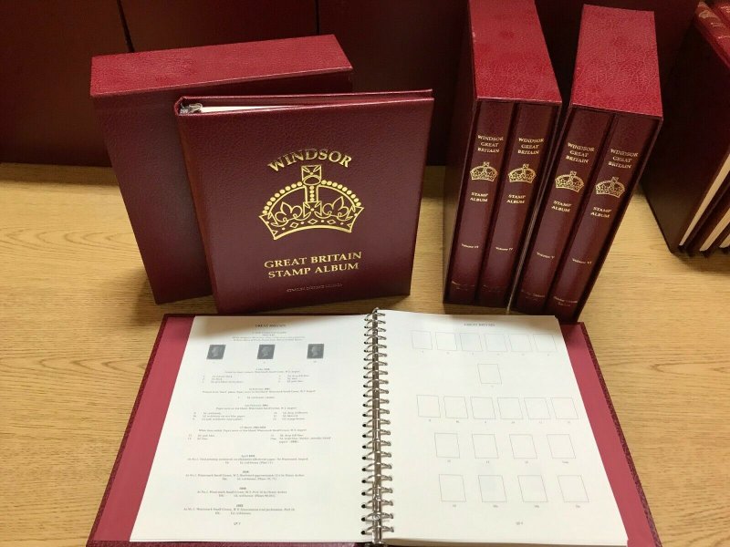 Stanley Gibbons Limited Windsor Elite Great Britain Stamp Album 6 Vol Set #R3420