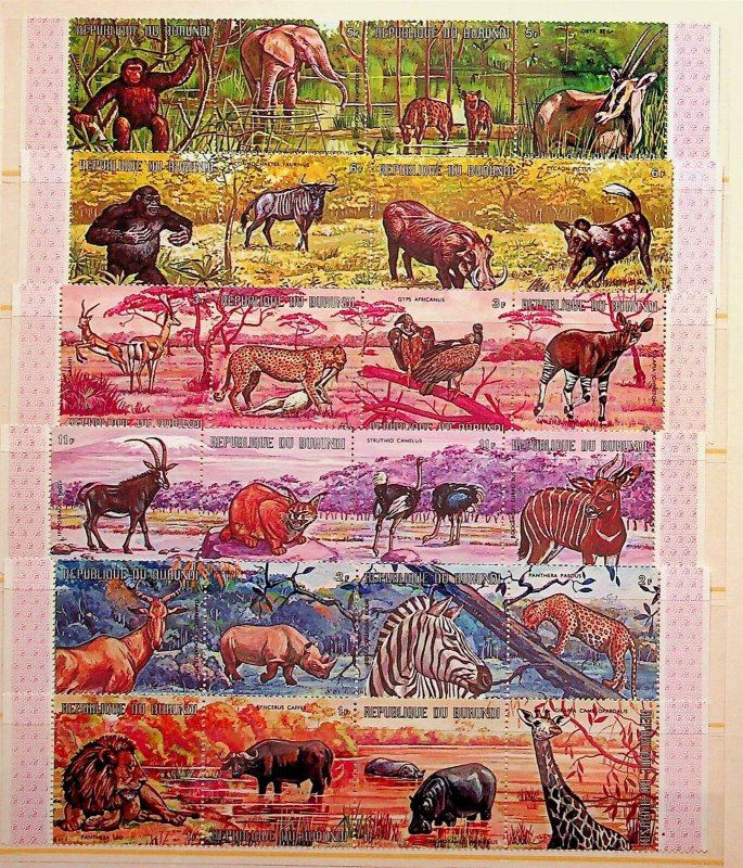 BURUNDI Sc 355-60 NH STRIPS OF 1971 - ANIMALS. Sc$27