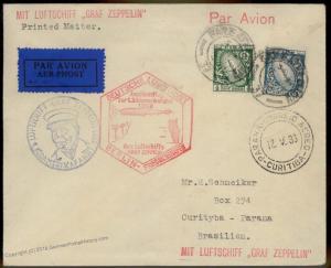 Ireland 1933 Germany Graf Zeppelin Si202Ba 1st South America Flight Cover 91368