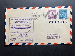 1932 USA Zeppelin Cover USS Akron Lakehurst NJ to Buffalo NY Training Flight