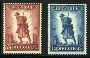 Belgium #B123-124 Cat$160, 1932 Belgian Infantry, set of two, lightly hinged