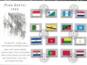 United Nations NY 554-569 1989 Flags WFUNA Large FDC