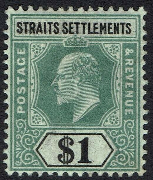 STRAITS SETTLEMENTS 1902 KEVII $1 WMK CROWN CA 