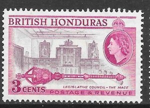 British Honduras 146: 3c Boardroom of the legislature, scepter, MH, F-VF