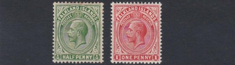 FALKLAND ISLANDS  1912    S G  60 + 61   VALUES TO 1D   MH 