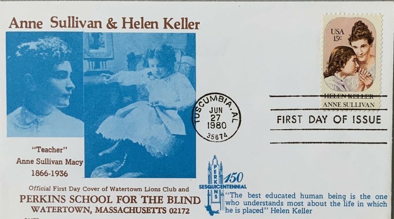 Perkins School Blind Watertown MA Lion's Club 1824 Anne Sullivan & Helen Keller