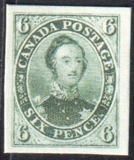 Canada #2TCiii XF Proof on card -- Imperf -- Grey color -C$1500.00