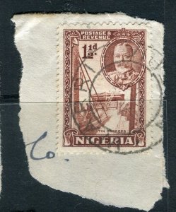 NIGERIA; 1930s early GV Portrait issue fair POSTMARK PIECE