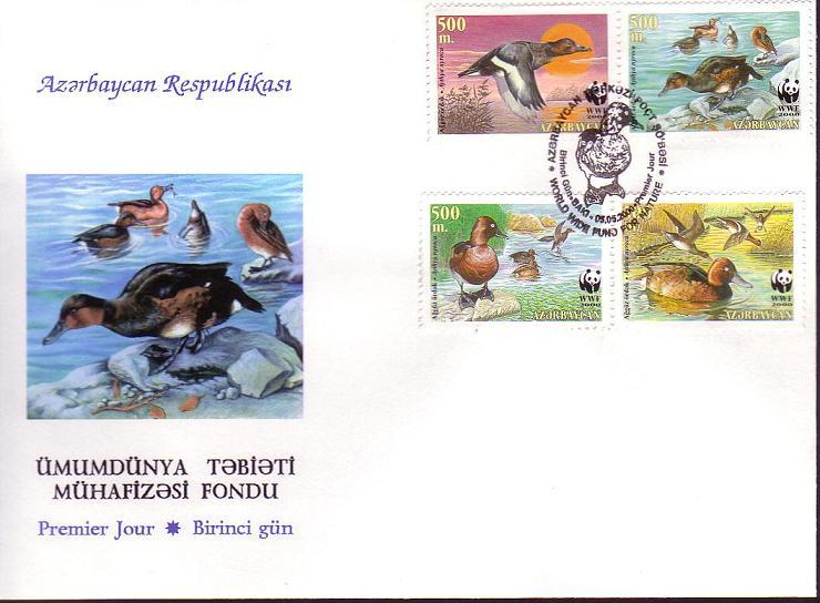 Azerbaijan Birds WWF Ferruginous Duck FDC SG#480-483 SC#704 a-d MI#474-477