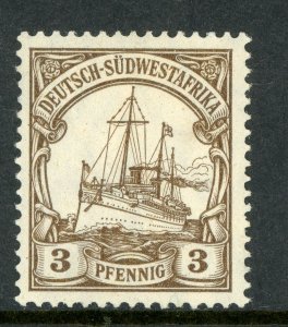 Germany 1906 Southwest Africa 3pf Brown Yacht Wmk Scott # 26 Mint X213