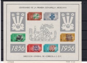 mexico 1956 stamp centenary  mint never hinged stamps sheet ref r12599