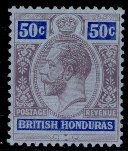 BRITISH HONDURAS GV SG107, 50c purple & blue/blue, VLH MINT. Cat £35.