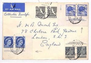 CANADA *Metis Beach* Cover IMPRINT CORNER MARGINAL PAIRS Air Mail 1954 AL89