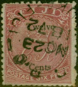 Fiji 1872 12c on 6d Carmine-Rose SG15 Fine Used