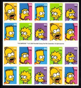 USA BOOKLET SC# 4399-4403 THE SIMPSONS 44c.- 20 S.A. MNH STAMPS PL# S11111