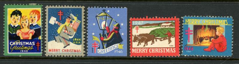 1940s Christmas Seal Assortment Used