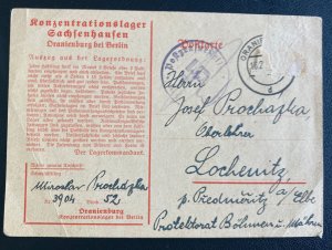 1940 Germany Oranienburg Concentration Camp postcard Cover KZ Prochazka