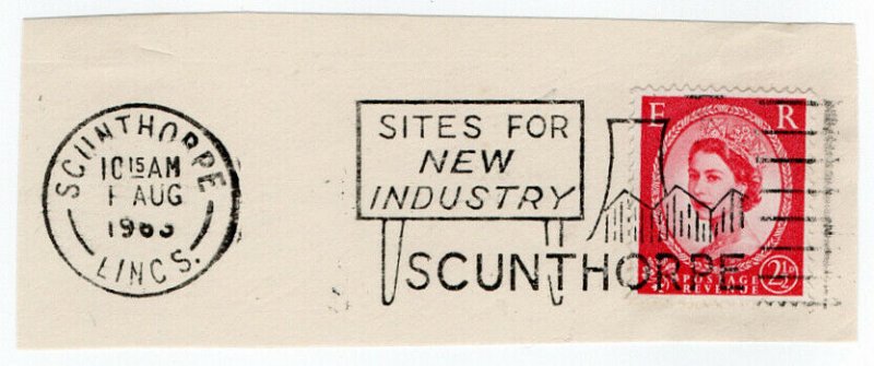 (I.B) Elizabeth II Postal : Slogan Postmark (Scunthorpe - New Industry)