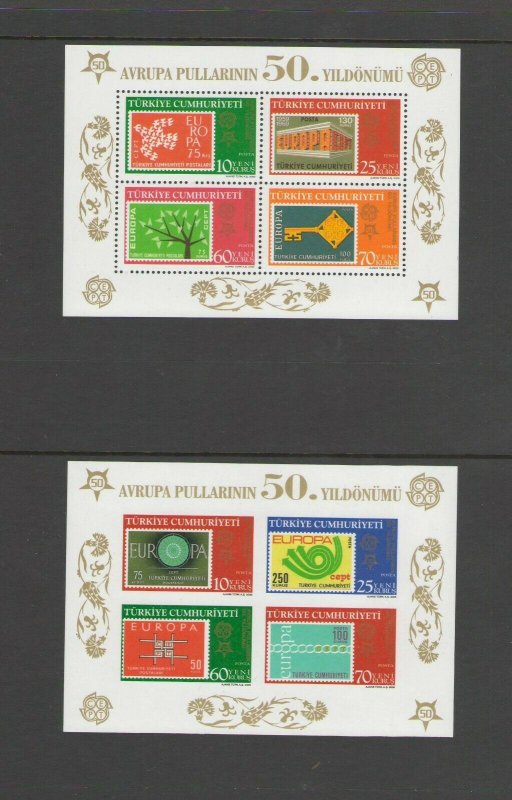 TURKEY : Sc. 2985-86 /**EUROPA-50th ANNIV **/ PERF & IMPERF SHEET-CV:$25+ / MNH