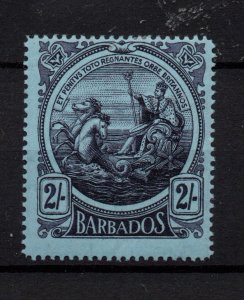 Barbados 2/- thick paper SG195 LHM (crease) WS36195