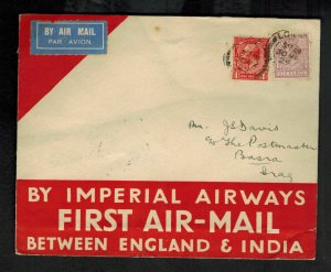 1929 England to Basra Iraq  India First flight cover FFC Imperial Airways