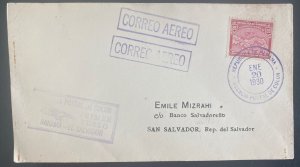 1939 Canal Zone Panama First flight Airmail Cover To San Salvador Salvador