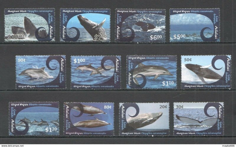 2012 Aitutaki Cook Islands Whales & Dolphins !!! Michel 60 Euro Set ** Nw0058