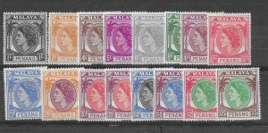 Malaya - Penang Sc #29-44 QE set LH VF