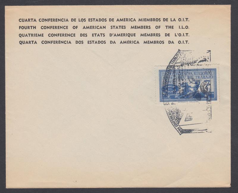 Uruguay Sc 580 on 1949 ILO cover with 4th Conference of American States Cancel 