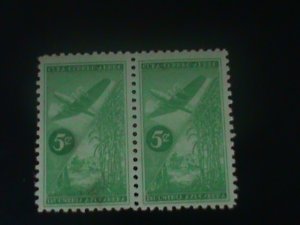 ​CUBA-1954-SC#C96-FOUR ENGINE AIRPLANE OVER CANE FIELD- MNH-PAIR VF-71 YEARS OLD