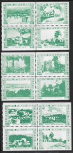 California Pacific Expo, 12 Diff. 1935 Poster Stamps in 3 Booklet Panes of 4, NH