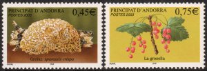 Andorra (French) #574-575  MNH - Currants, Sparassis crispa Fungus (2003)