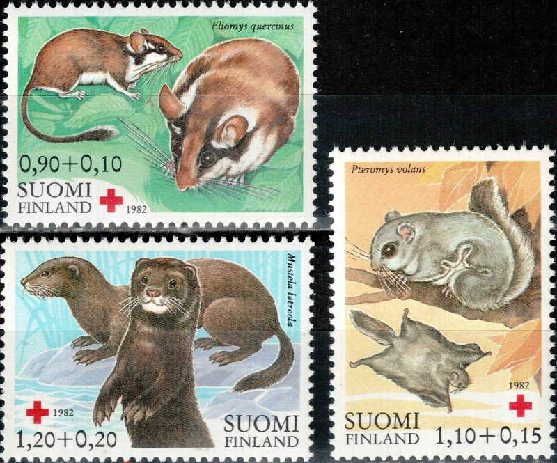 Finland 1982 #B227-9 MNH. Animals, Red Cross